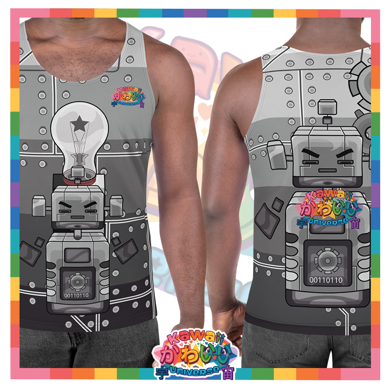 Kawaii Universe - Cute Metallized Robot Mens or Unisex Tank Top