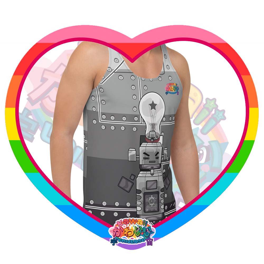 Kawaii Universe - Cute Metallized Robot Mens or Unisex Tank Top