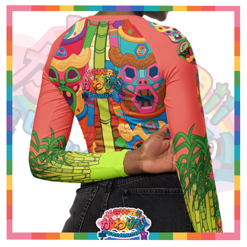 Kawaii Universe - Cute Miami Tiki Totems Longsleeve Crop Top