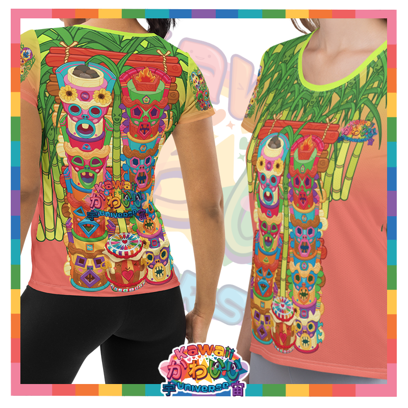 Kawaii Universe - Cute Miami Tiki Totems Ladies Workout Tee