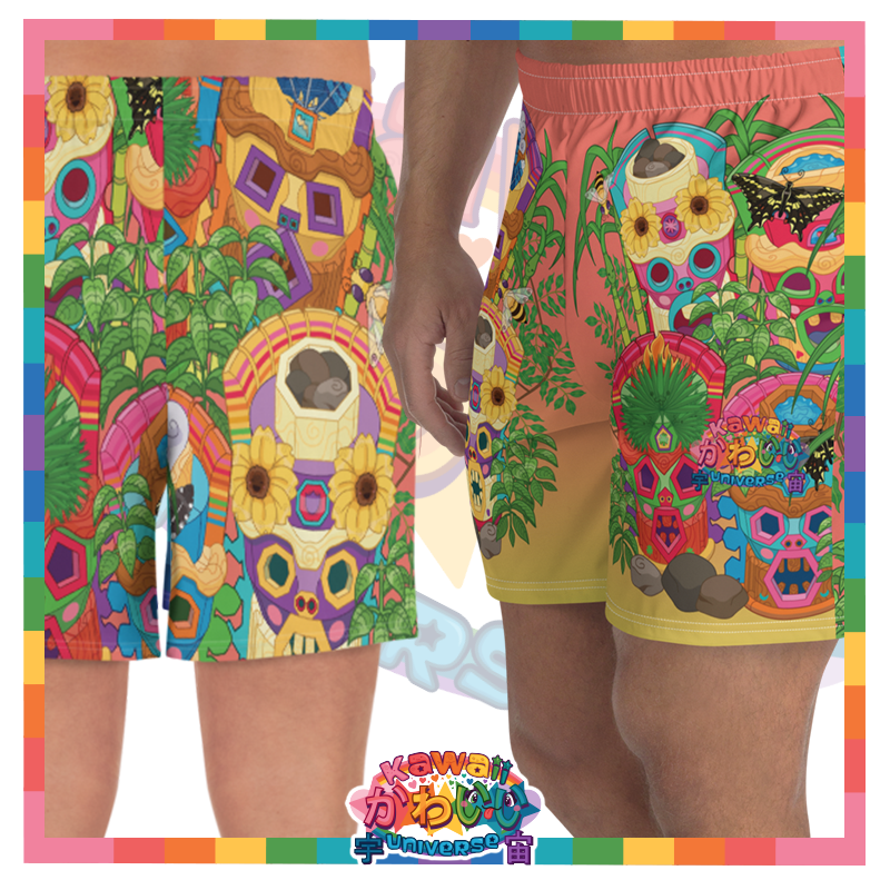 Kawaii Universe - Cute Miami Tiki Totems Mens Sport Shorts