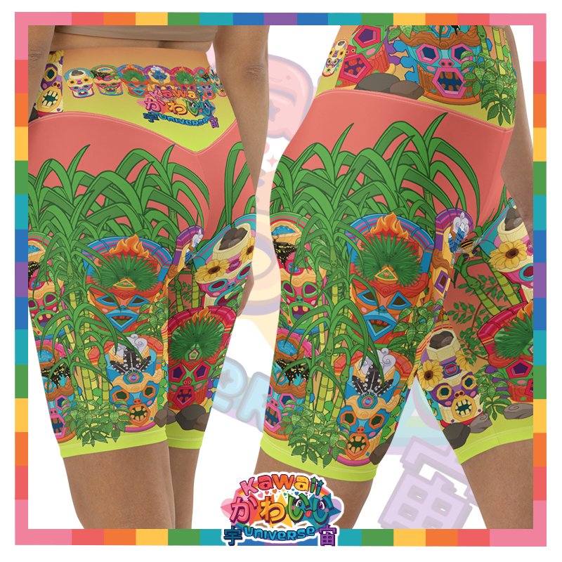 Kawaii Universe - Cute Miami Tiki Totem Bike Shorts