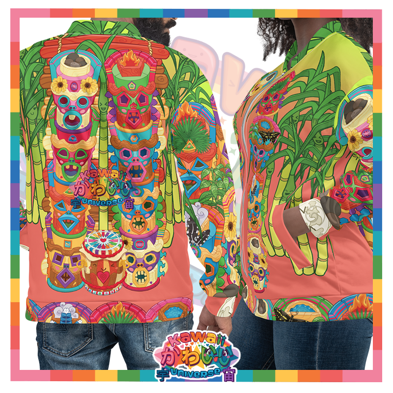 Kawaii Universe - Cute Miami Tiki Totems Designer Unisex Zip Jacket