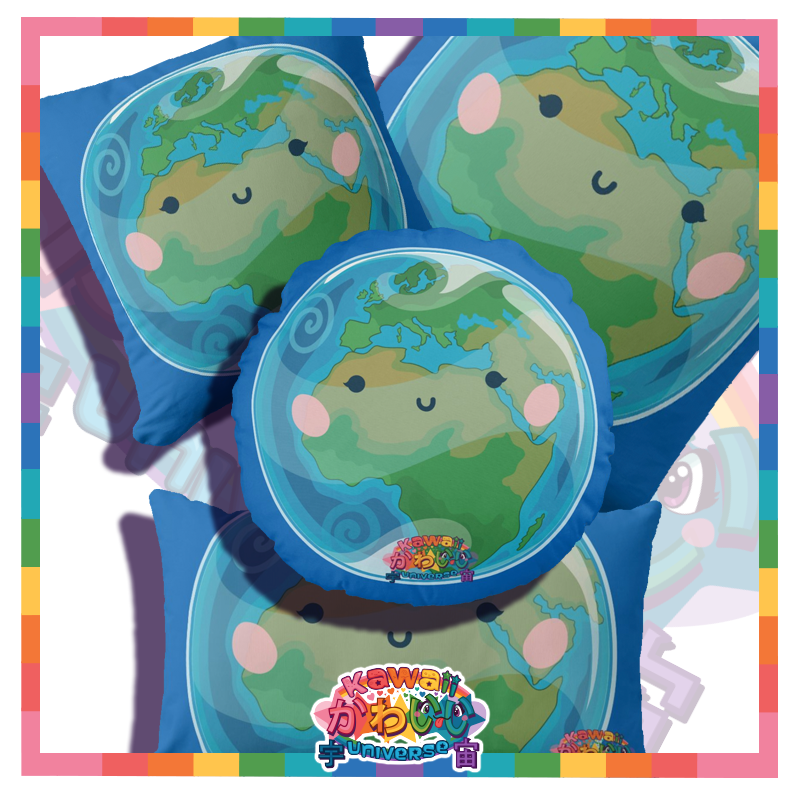 Kawaii Universe - Cute East Hemisphere Earth Double Sided Zippered Pillow