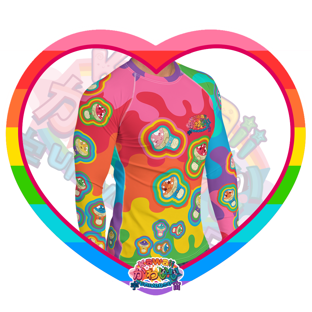 Kawaii Universe - Cute Natsu Fantasy Mushrooms Mens Rash Guard