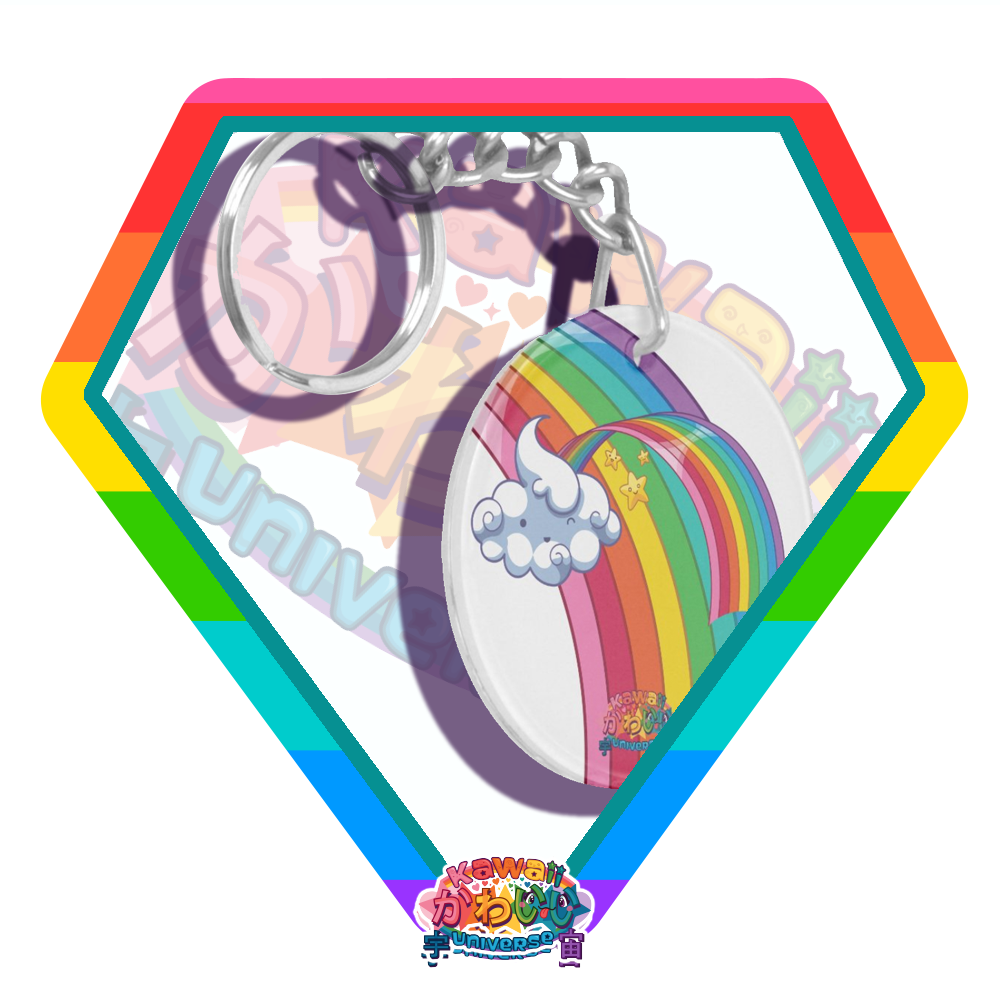 Kawaii Universe Cute Rainbow and Cloud Designer Keyring with Charm