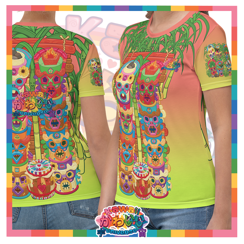 Kawaii Universe - Cute Miami Tiki Totems Ladies Tee