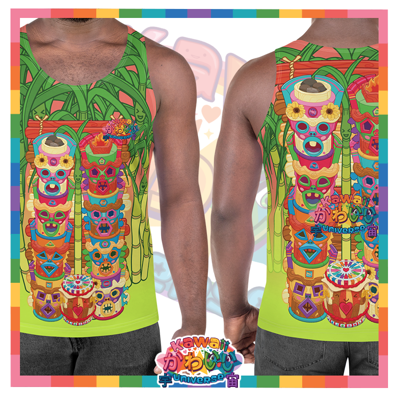 Kawaii Universe - Cute Miami Tiki Totems Mens or Unisex Tank Top