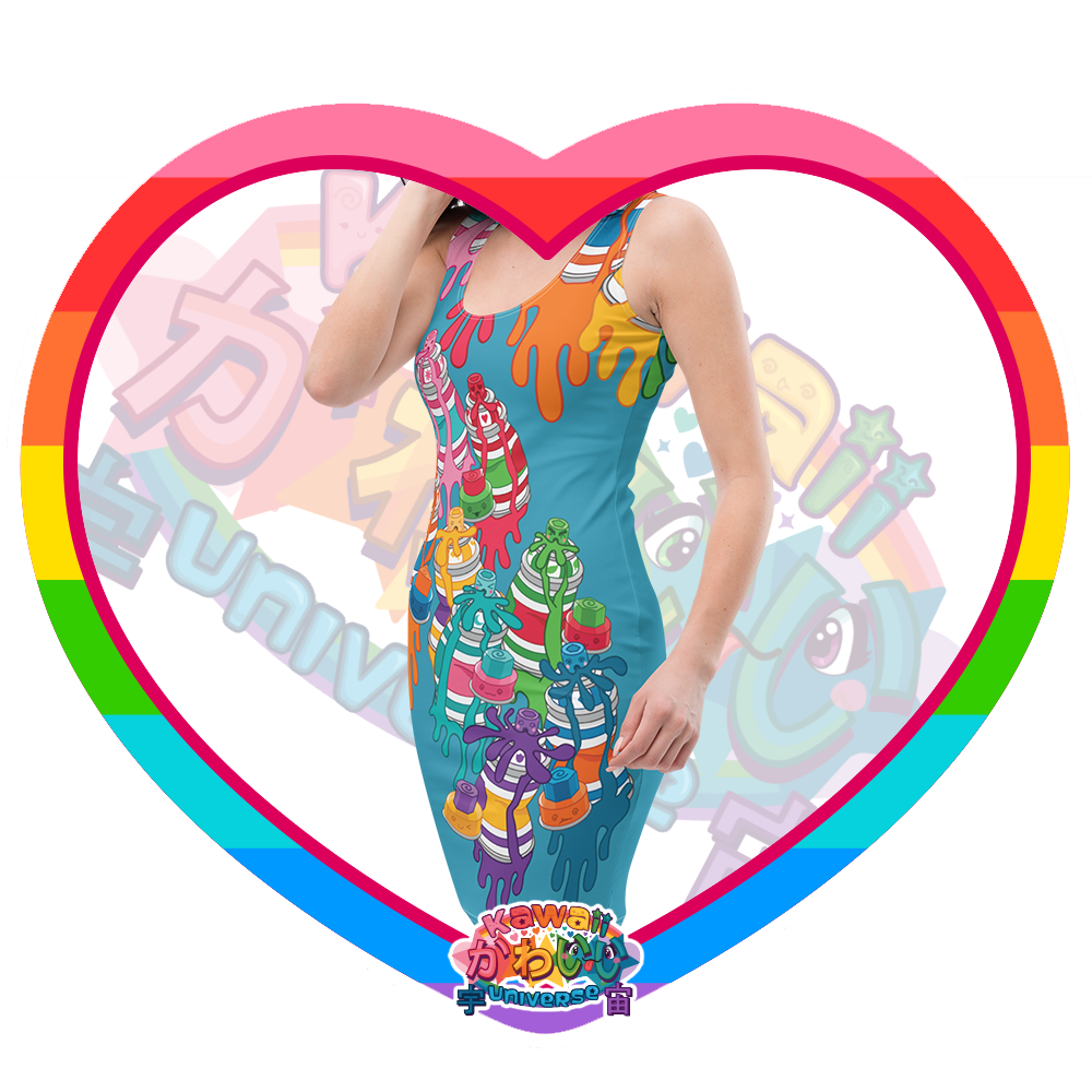 Kawaii Universe - Cute Urban Spray Cans Designer Cling Dress