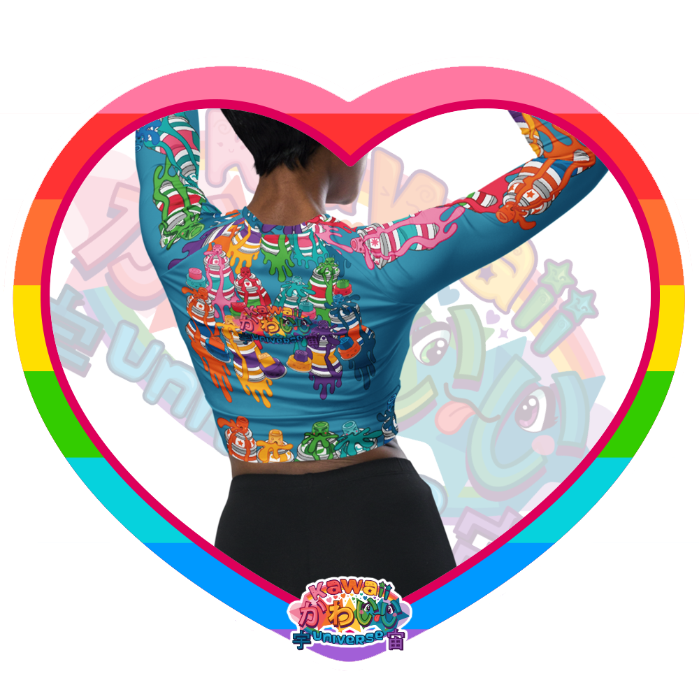 Kawaii Universe - Cute Urban Spray Cans Longsleeve Crop Top