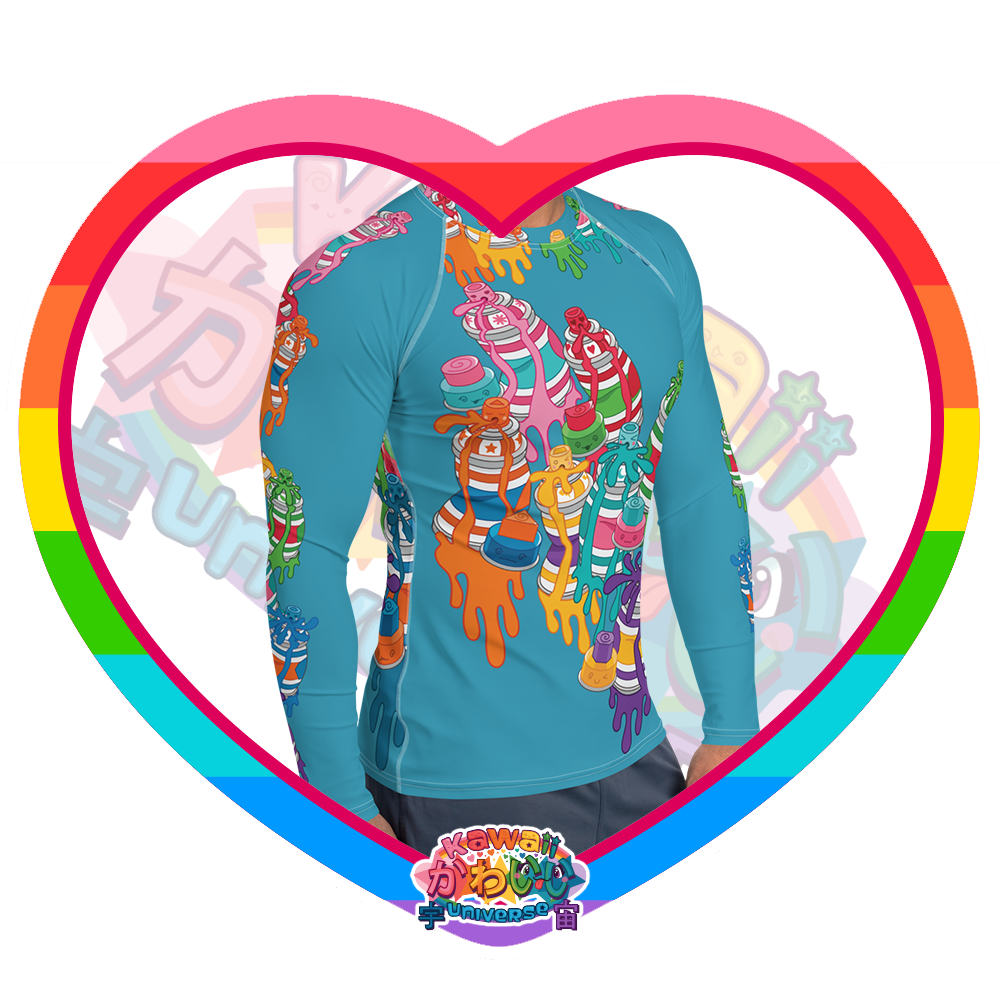 Kawaii Universe - Cute Urban Spray Cans Mens Rash Guard