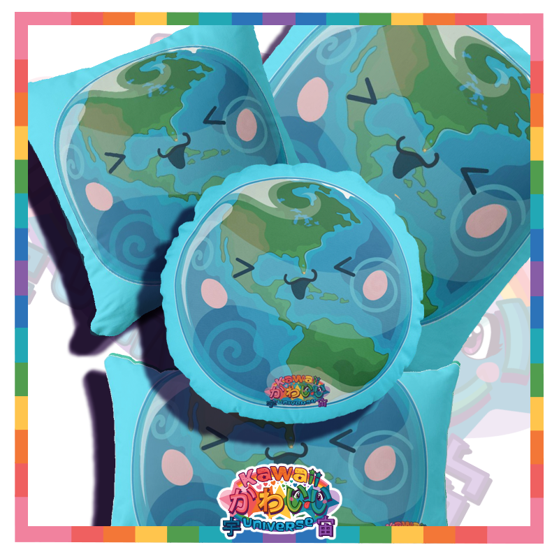 Kawaii Universe - Cute West Hemisphere Earth Double Sided Zippered Pillow