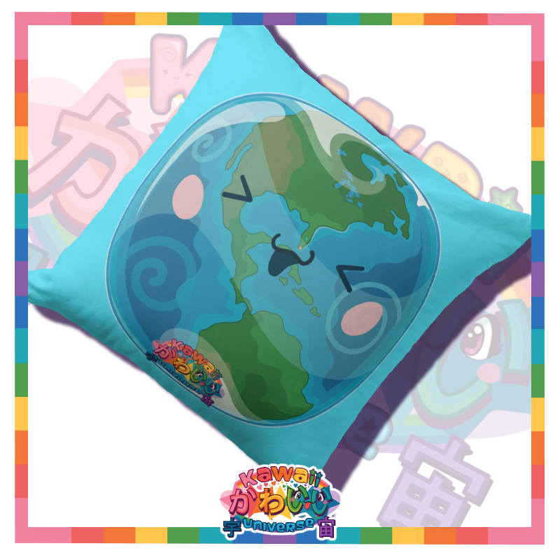 Kawaii Universe - Cute West Hemisphere Earth Double Sided Zippered Pillow