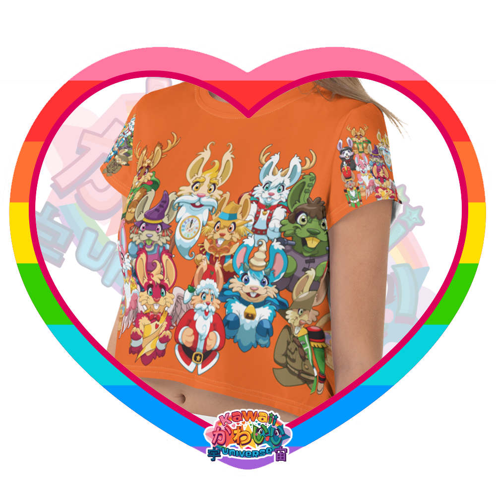 Kawaii Universe - Cute Year of Bunnies Ladies Flowy Crop